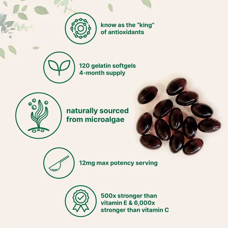 NutriWay Astaxanthin 12mg, 120 softgels | 4 Month Supply