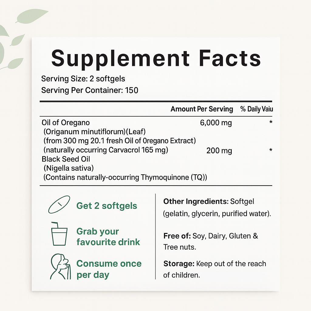 NutriWay Oregano Oil with Black Seed Oil 300 capsules