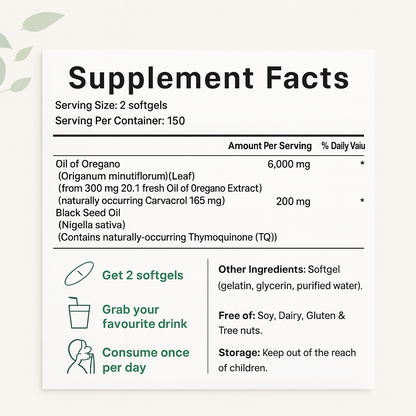 NutriWay Oregano Oil with Black Seed Oil 300 capsules